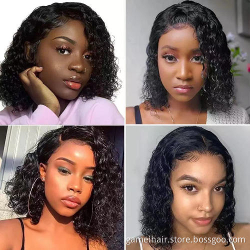 Transparent Glueless Lace Frontal Bob Wig Vendor Afro Kinky Curly Raw Indian Virgin Human Hair Hd Full Lace Front Bob Wig